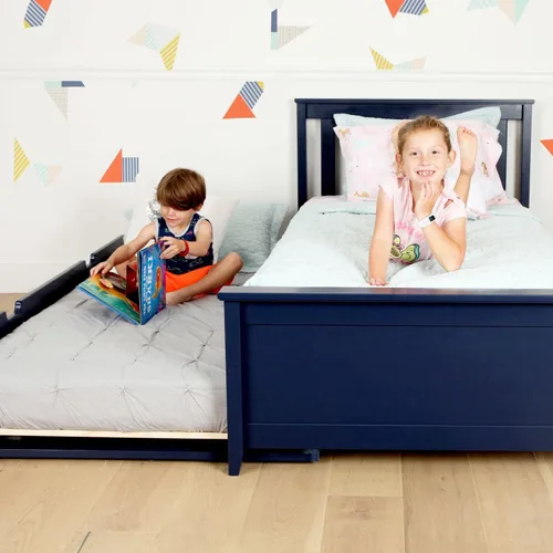 Vista 5 de Max & Lily Cama individual, base de cama con cabecera para niños con cajón, rejilla, color azul