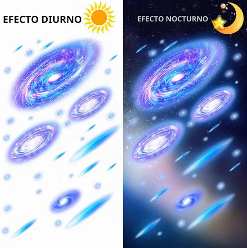 Vista 3 de Spakon 289 calcomanías de pared de galaxia que brillan en la oscuridad