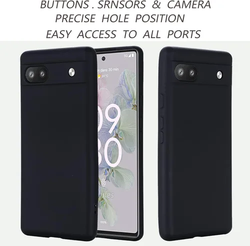 Vista 3 de HXY - Funda diseñada para Google Pixel 6A 5G 2022, funda delgada de silicona líquida a prueba de golpes con correa para la muñeca, funda protectora