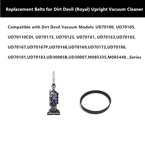 Vista 3 de Correas de repuesto para aspiradora vertical Dirt Devil (Royal), estilo 5, número de pieza 1LU0310X00 (2 correas)
