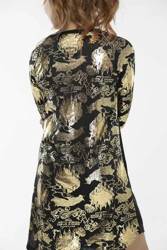 Vista 6 de INTIMO Camisón raglán de Harry Potter Marauders Map para niñas grandes (1012), Negro