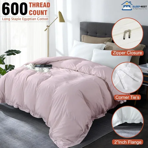 Vista 3 de SLEEP-NEST Funda de edredón extragrande tamaño King de 128 x 120 pulgadas, funda de edredón de lujo de 1 pieza, 600 hilos, funda de edredón 100%