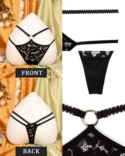 Vista 64 de Ropa interior con purpurina transpirable con encaje sexy para mujer