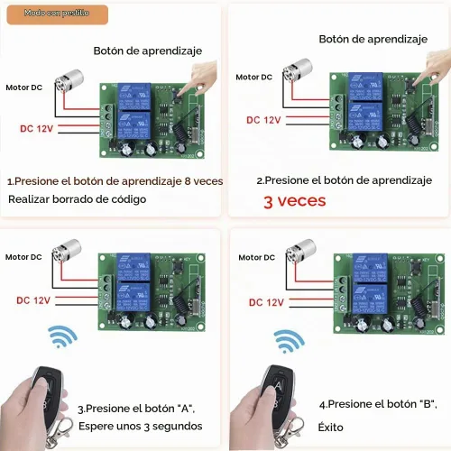 Vista 7 de QIACHIP DC 5V 6V 12V 24V 36V 48V 60V Motor Eléctrico Avance y Reversa Control Remoto Inalámbrico RF Módulo de Relé Interruptor, Receptor 433Mhz