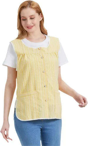 Vista 2 de Nanxson Delantales de Cobber para mujer con bolsillos delantal con botones para cocinar cocina chef CF3152