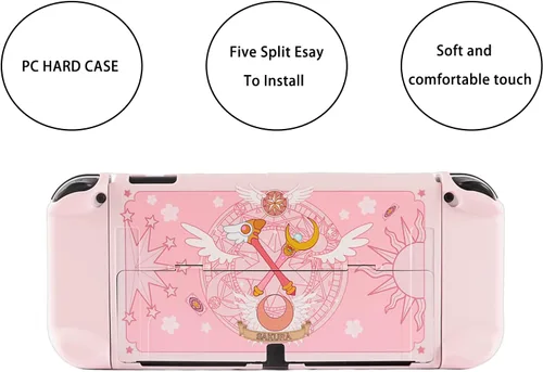 Vista 3 de BLINGKIYO Funda protectora para Nintendo SwitchSwitch OLED, lindo diseño de dibujos animados de policarbonato duro rosa acoplable para NS SwitchSkin