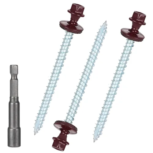 Vista 38 de Tornillos para techos de metal de 10 x 1 pulgada, tornillo para techo de chapa metálica con cabeza hexagonal negra y arandela EPDM para techos