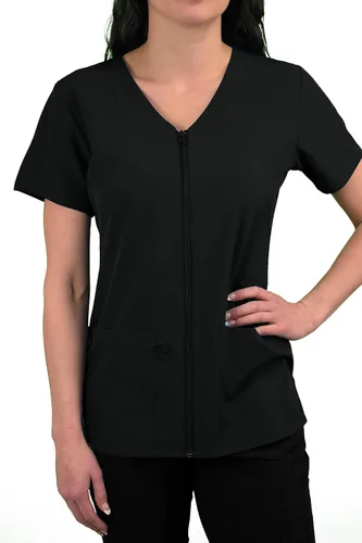 Vista 4 de Green Town Conjunto médico de enfermería con cuello en V y cremallera completa para mujer GT 4FLEX