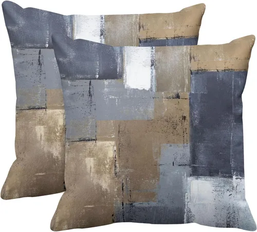 Vista 17 de Britimes Fundas de almohada modernas para decoración del hogar, 16 x 16 pulgadas, juego de 2 fundas de almohada decorativas, fundas de almohada