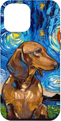 Vista 26 de Aja - Carcasa para iPhone 17 de pelo corto marrón con diseño de perro de noche estrellada Doxie