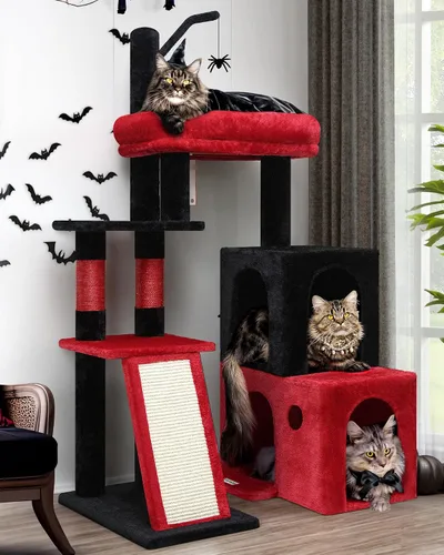 Vista 9 de Globlazer F50 Torre para Gatos para Gatos Adultos de Interior, Árbol para Gatos Resistente de 50 Pulgadas para Gatos Grandes, Casa de Árbol