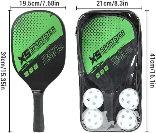 Vista 7 de Lixada Juego de palas de pickleball con 4 bolas de pickleball y bolsa de almacenamiento, raqueta de pickleball para deportes de interior y exterior
