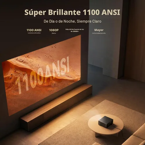Vista 2 de Proyector Wanbo X5 Pro Google TV compatible con 4K, proyector inteligente de 1100 lúmenes ANSI con WiFi y Bluetooth, proyector de películas