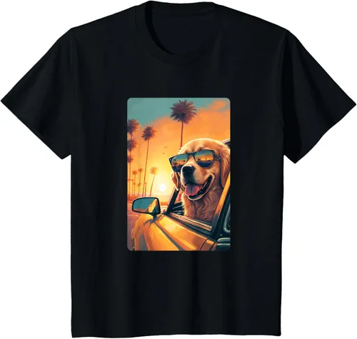 Vista 47 de Golden Retriever - Camiseta divertida de Golden Retriever con lentes, Negro