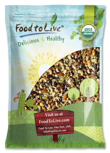 Vista 7 de Food to Live Mezcla orgánica de semillas crudas, nueces y pasas, 8 onzas, mezcla de frutos secos crudos sin OMG que contiene almendras, anacardos