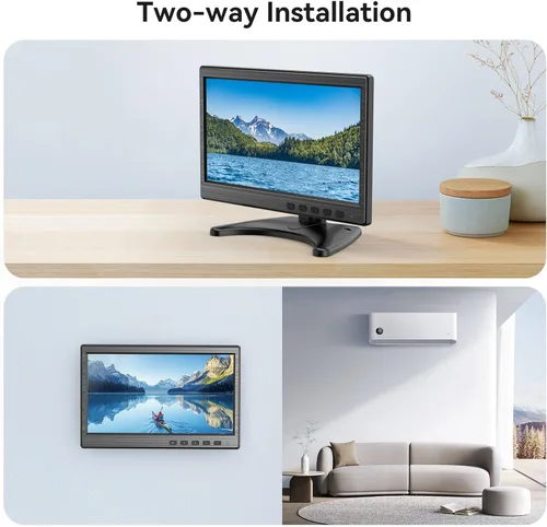 Vista 4 de Monitor de seguridad CCTV de 10,1 pulgadas, segundo monitor pequeño para vigilancia DVR/NVR, entradas HDMI VGA BNC AV, altavoces incorporados