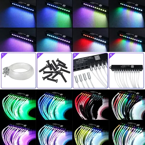 Vista 2 de AZIMOM RGB 12LED Kits de estrella fugaz con diseño de meteoritos, 96 piezas, 0.04 pulgadas, 9.8 pies, kits de fibra óptica de estrella fugaz