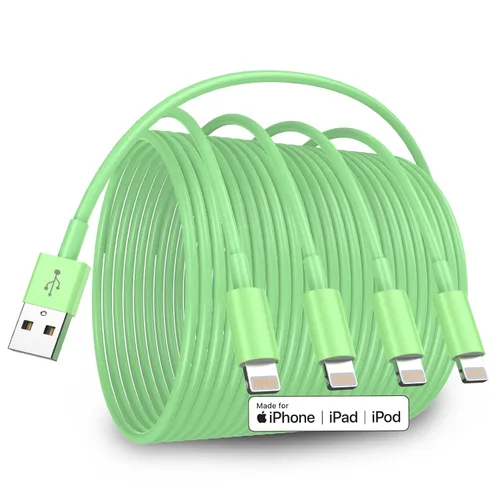 Vista 9 de Paquete de 4 cables de carga para iPhone de 6 pies de largo, USB a Lightning, USB 2.4A, cable de carga rápida para iPhone 14/13/12/11 Pro/11/XS