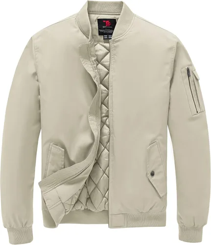 Vista 13 de TBMPOY - Chaqueta de hombre para el otoño, chaqueta de invierno, rompevientos, bomber, con cremallera, acolchada, de softshell, cálida