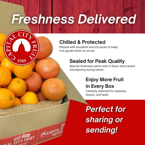 Vista 2 de Capital City Fruit Gourmet - Caja de regalo de fruta fresca Regalo para vacaciones, agradecimiento, mejorate Caja de regalo de condolencias