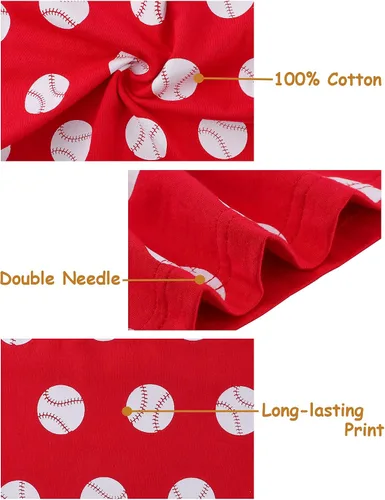 Vista 4 de A&J DESIGN Conjunto de pijama para niños, 100 % algodón, 2 piezas con temática deportiva