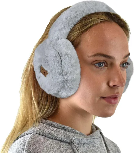 Vista 55 de C.C - Lindas orejeras con diadema ajustable para invierno, calentador de orejas suave Rombos azul marino