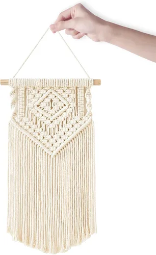 Vista 6 de Dahey 2 piezas pequeñas de macramé para colgar en la pared, 2 tamaños