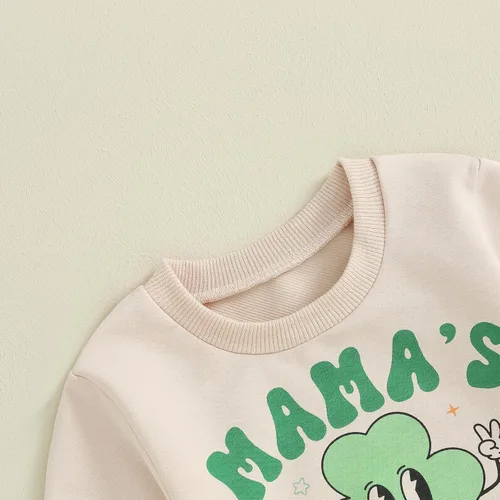 Vista 3 de Lucikamy Conjunto de sudadera con estampado de letras para el día de San Valentín para bebé, niño y niña, conjunto de sudadera + pantalones