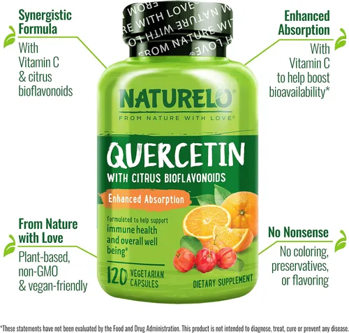 Vista 4 de NATURELO Complejo bioflavonoide cítrico de quercetina con absorción mejorada - 120 cápsulas vegetarianas