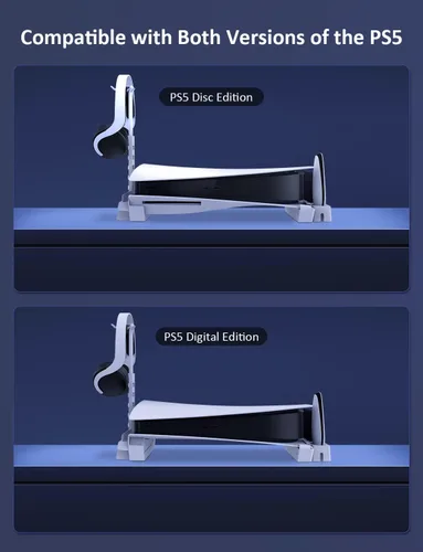Vista 6 de NexiGo PS5 Horizontal Stand Modular System, Minimalist Design, Base Stand with Headset Holder, Hard Drive and Media Remote Slots, Compatible with