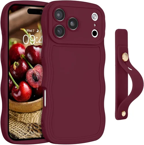 Vista 19 de GUAGUA Funda para iPhone SE 2022/2020, Funda para Teléfono iPhone 7/8 Diseño Lindo de Forma de Onda Rizada TPU Suave con Correa de Muñeca Soporte