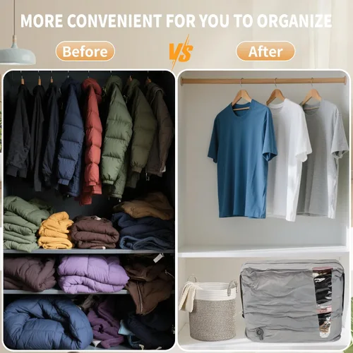 Vista 6 de Paquete de 2 bolsas reutilizables de compresión al vacío que ahorran espacio, impermeables, profesionales, IP67, bolsas de vacío con cremallera