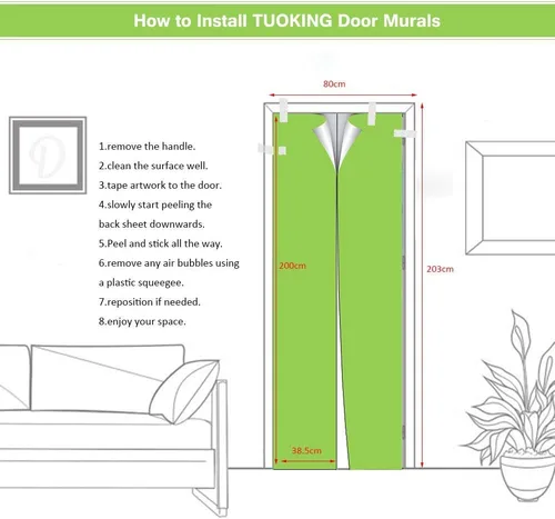 Vista 8 de TUOKING Adhesivo para puerta, calcomanías de vinilo para puerta, mural autoadhesivo para decoración del hogar, 30.3 pulgadas de ancho x 78.7