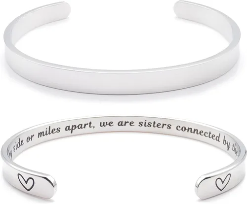 Vista 9 de Pulseras inspiradoras para mujer, joyería de acero inoxidable, con refranes, pulsera motivacional con mensaje oculto, pulseras grabadas para mejor