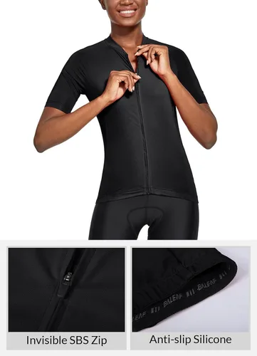 Vista 5 de BALEAF Camiseta de ciclismo para mujer, manga corta, con bolsillos, transpirable, para el verano