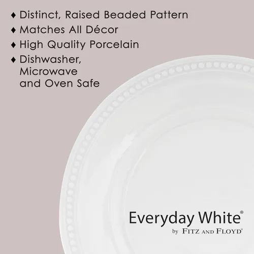 Vista 13 de Everyday White by Fitz and Floyd, juego de vajilla de 16 piezas con cuentas, servicio para 4
