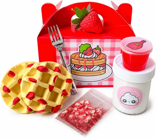 Vista 2 de Hoshimi Slimes - Juego de gofres de tarta de fresa para bricolaje a partir de 8 años, juego de regalo sensorial ASMR hecho a mano con mantequilla