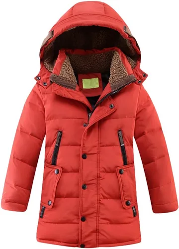 Vista 6 de Mallimoda Abrigos de plumón con capucha para niños, chaqueta cálida de invierno, abrigo acolchado sólido