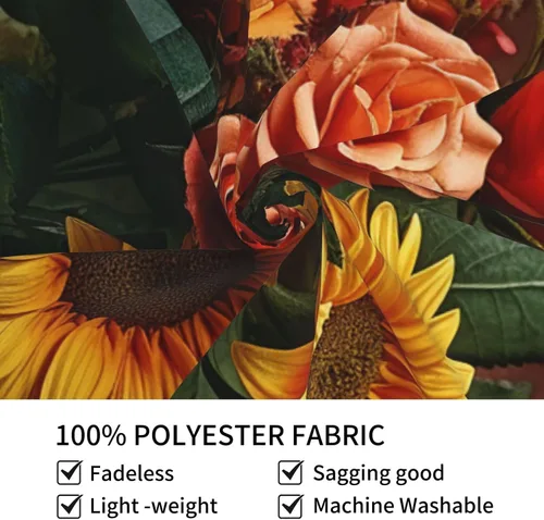 Vista 3 de Dwrepo Tapiz con estampado de girasoles y rosas, colorido y moderno para colgar en la pared, divertidos tapices de pared para decoración del hogar