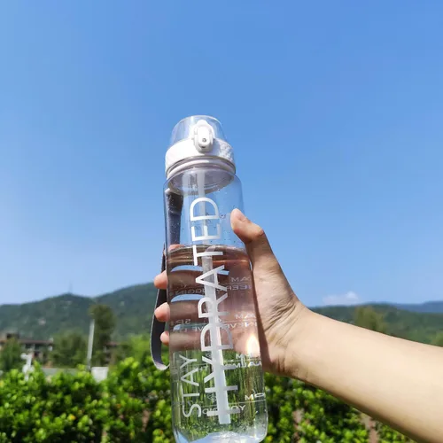 Vista 4 de GOPPUS Botellas de agua transparentes con pajilla, botellas de agua de plástico de 32 onzas, sin BPA, botella de boca ancha de Tritan a prueba