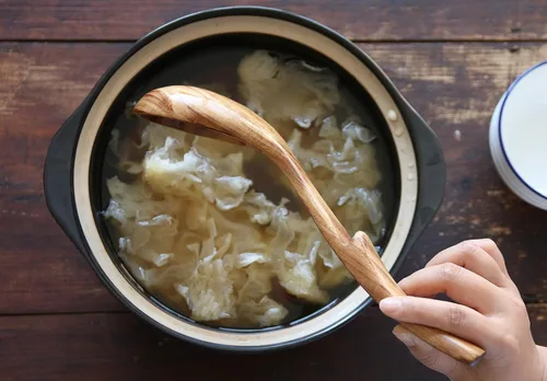 Vista 6 de Cucharón de madera de 3 tamaños, cucharas de madera para cocinar, cucharón de madera para sopa, teca natural, cuchara de madera antiadherente