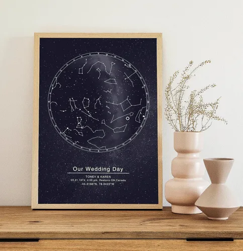 Vista 2 de Tablas de constelación de mapas estelares personalizados, póster personalizado con fecha de nombre de mapa de estrellas, regalo de cumpleaños