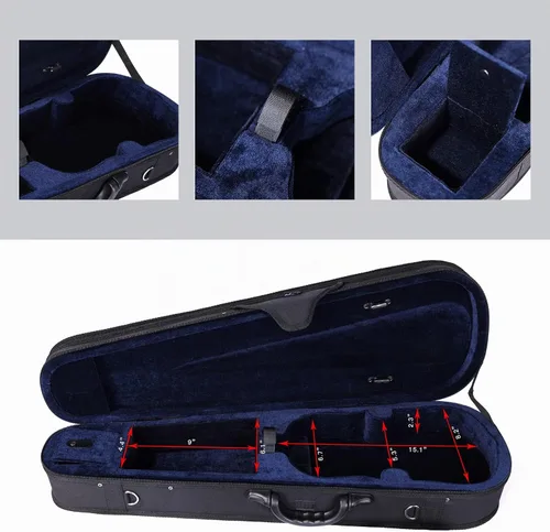 Vista 7 de Estuche básico, profesional, rígido, liviano, con forma triangular, para violín, de la marca ADM , Talla full
