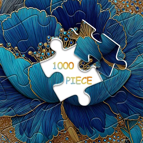 Vista 7 de Rompecabezas de flores azules para adultos de 1000 piezas, hermosos rompecabezas florales elegantes vintage, rompecabezas con temática de plantas