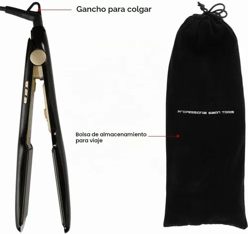 Vista 7 de WALLER PAA Plancha plana de titanio de 1.75 pulgadas, alisadora de pelo Pro se calienta rápidamente, ajustes de calor ajustables, apagado