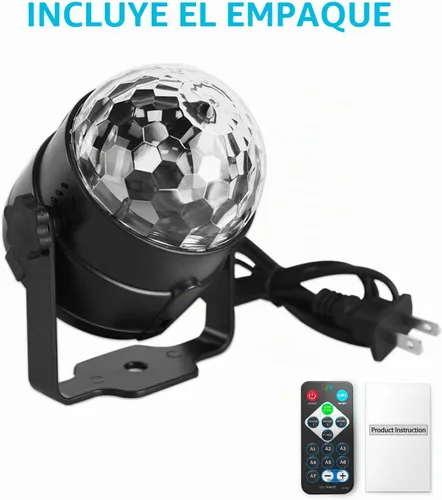 Vista 4 de Luces de fiesta de bola de discoteca para DJ, activadas por sonido, con control remoto, lámpara estroboscópica, 7 modos, luz de escenario