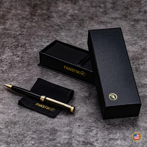 Vista 8 de FANSTIK Bolígrafo de lujo negro y dorado, juego de regalo elegante para mujeres, chapado en oro real de 24 quilates, juego de regalo profesional