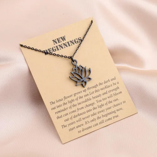 Vista 5 de bobauna Collar con colgante de símbolo sánscrito de flor de loto de yoga, regalo inspirador, regalo inspirador