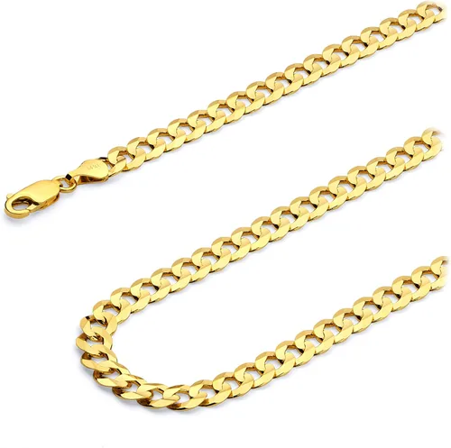 Vista 10 de Wellingsale Cadenas de eslabones cubanos de oro macizo de 14 quilates (opciones de selección)