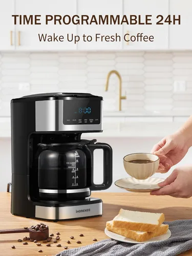 Vista 2 de Ihomekee Cafetera, Cafetera de Goteo Programable de 12 Tazas, Máquina de Café de Goteo Regular y Fuerte con Función de Café Helado para Hogar